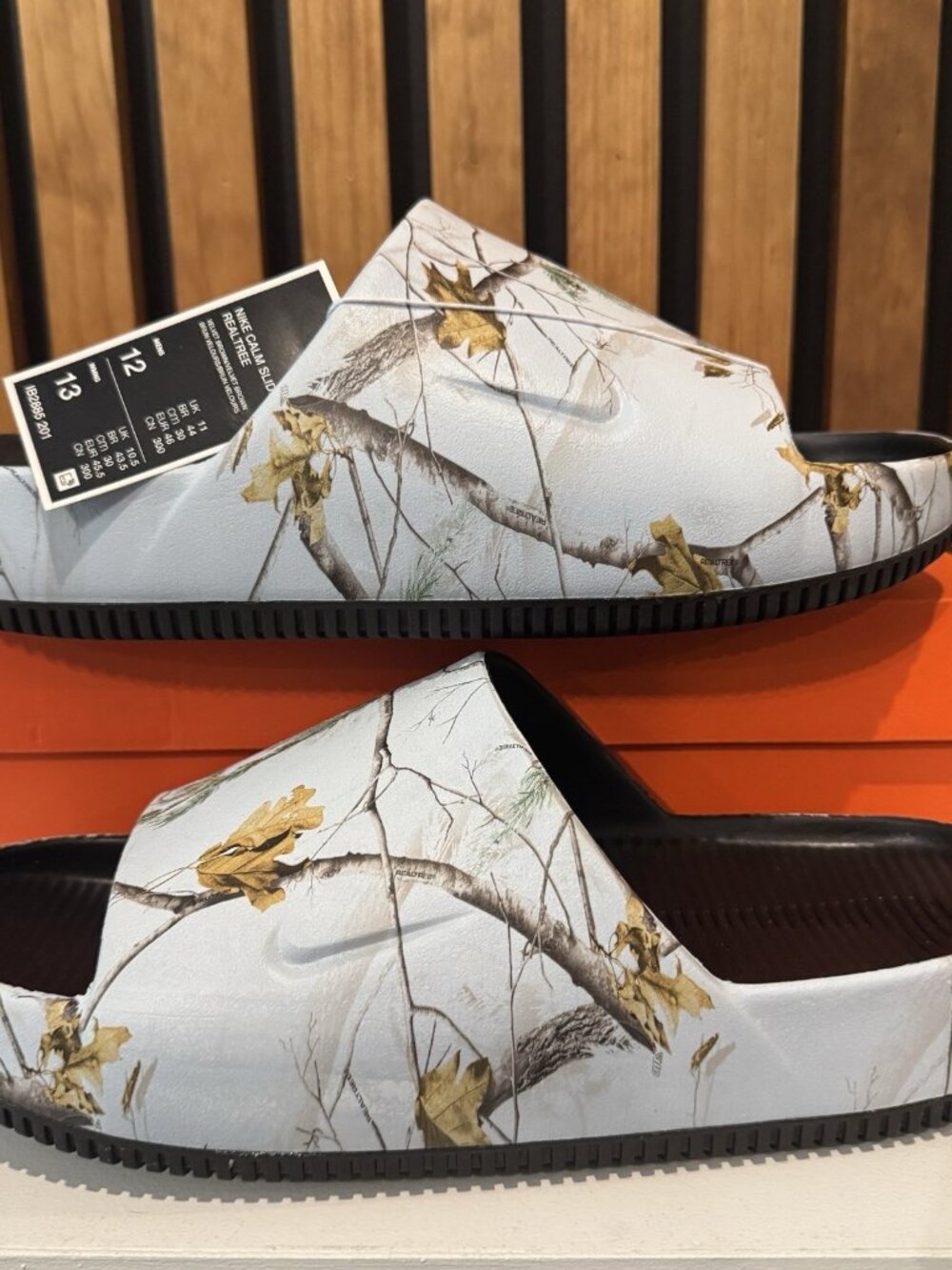 SIZE 12 MENS - Nike Calm Slide Realtree Camo Velvet Brown Blue IB2885-201 NEW